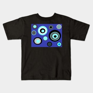 Experimental Geometric Circle Print Pattern (Blue Version) Kids T-Shirt